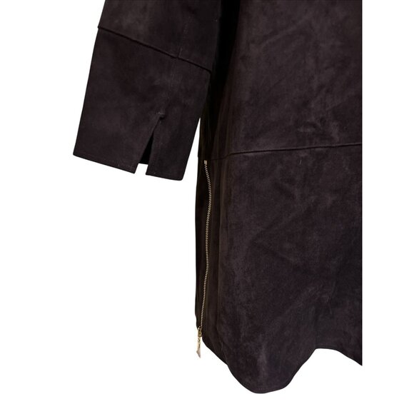 Chico's Espresso Brown Vegan Gold Zippers Jacket Size 1 Petite NWOT - Picture 9 of 11